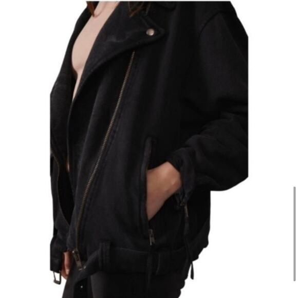 Free People Black Moto Jacket Large New - Picture 8 of 12